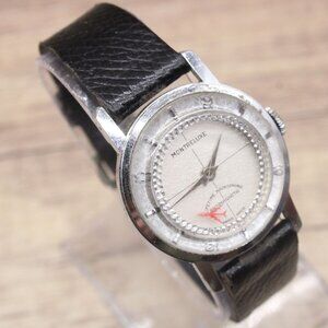Vintage Montreluxe Watch Unisex Silver Tone Stainless Steel Plane Dial Rare 60s
